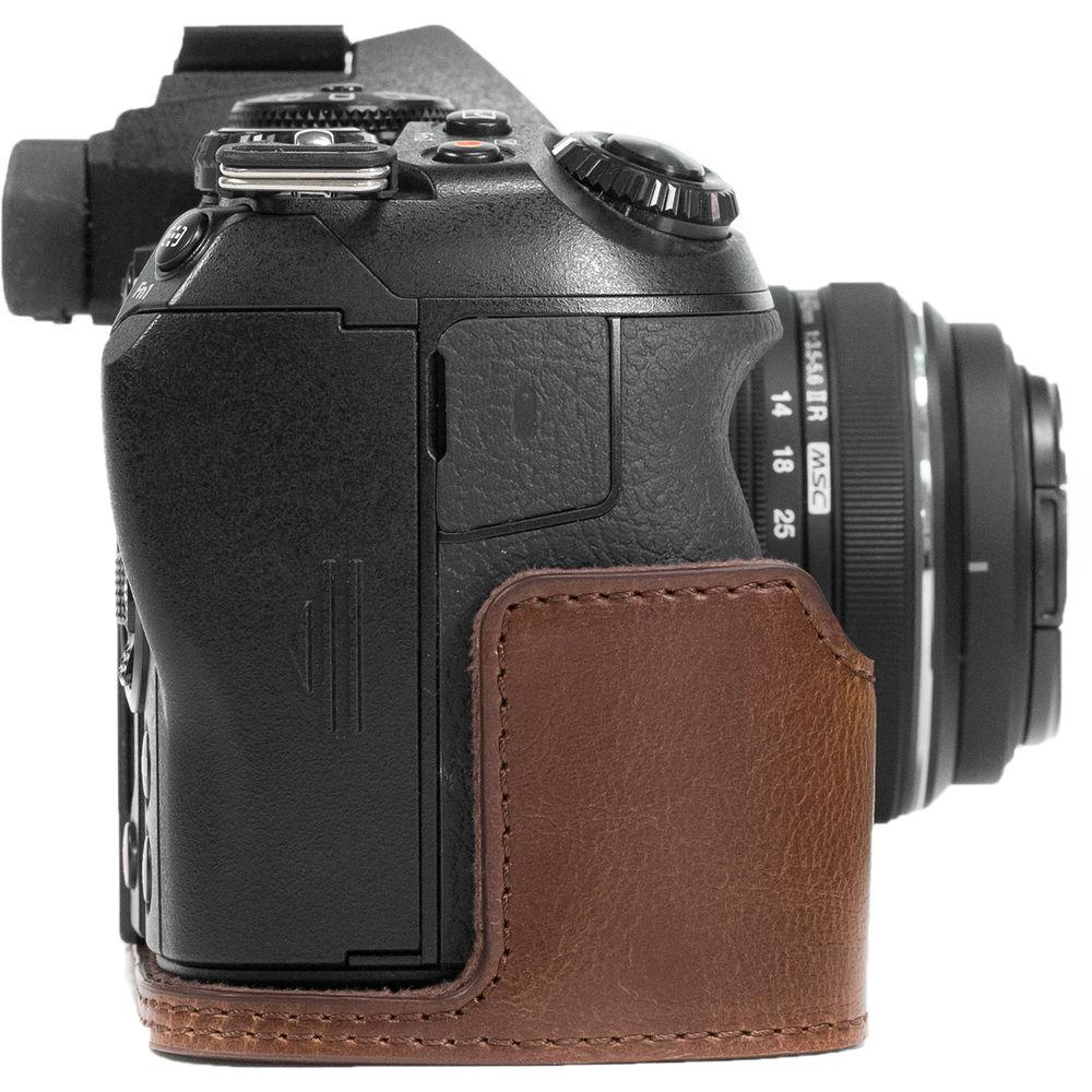 MegaGear Ever Ready PU Leather Half Case and Strap for Olympus OM-D E-M1 Mark II