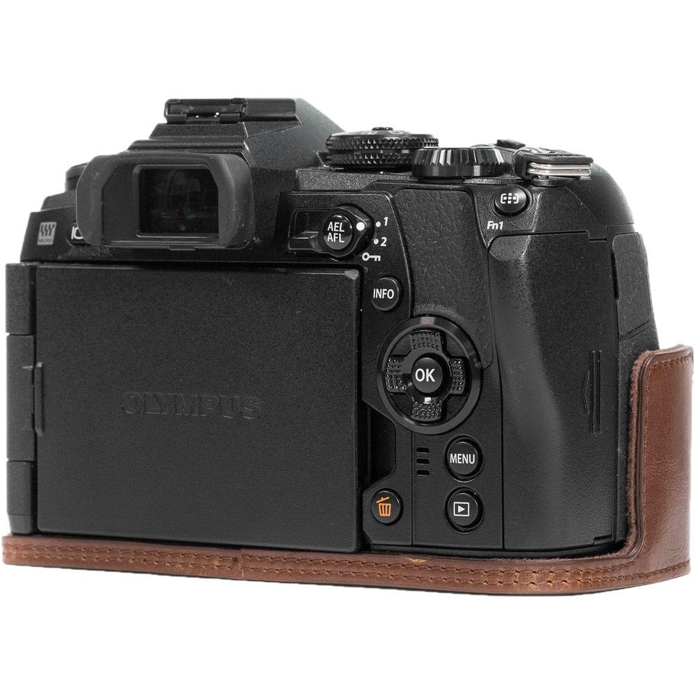 MegaGear Ever Ready PU Leather Half Case and Strap for Olympus OM-D E-M1 Mark II