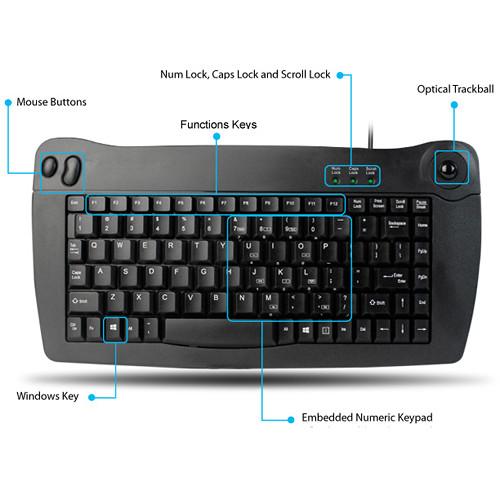 Adesso Wired Mini-Trackball Keyboard