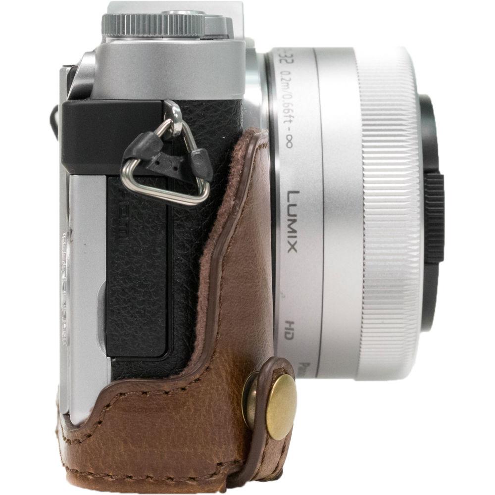 MegaGear Ever Ready PU Leather Case & Strap for Select Panasonic LUMIX with 12-32mm