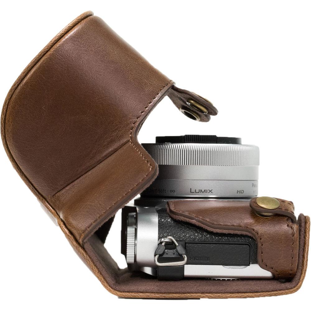 MegaGear Ever Ready PU Leather Case & Strap for Select Panasonic LUMIX with 12-32mm