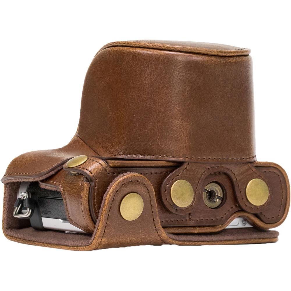 MegaGear Ever Ready PU Leather Case & Strap for Select Panasonic LUMIX with 12-32mm