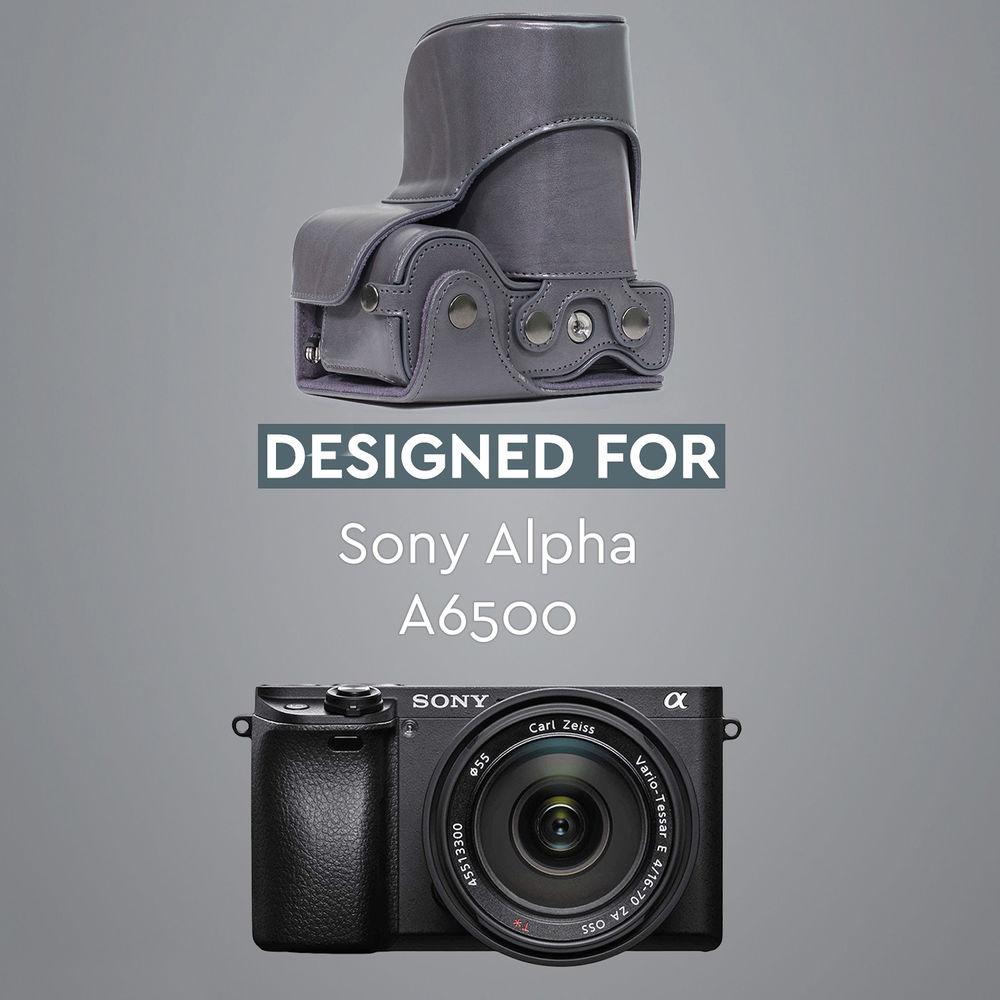 MegaGear Ever Ready PU Leather Case & Strap for Sony a6500 with 16-70mm Lens