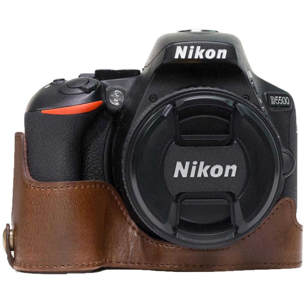 MegaGear Ever Ready PU Leather Half Case and Strap for Nikon D5600, D5500