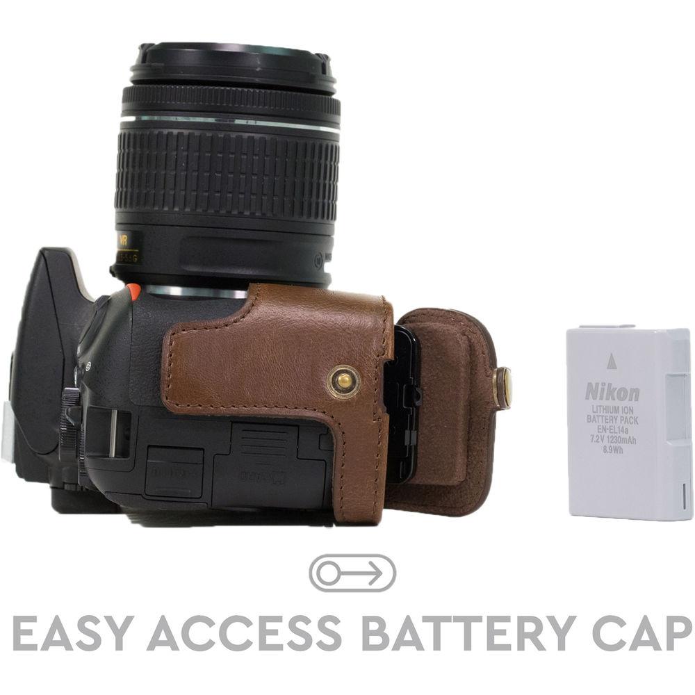 MegaGear Ever Ready PU Leather Half Case and Strap for Nikon D5600, D5500