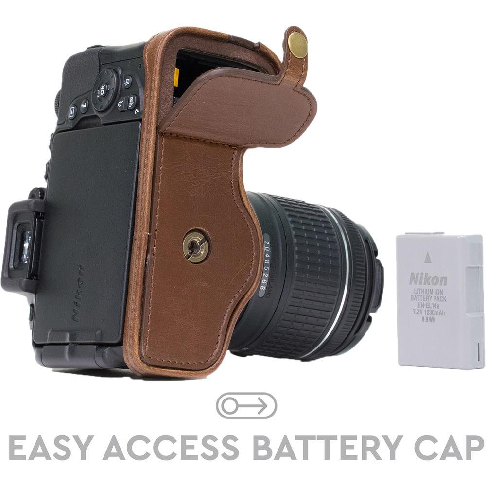 MegaGear Ever Ready PU Leather Half Case and Strap for Nikon D5600, D5500