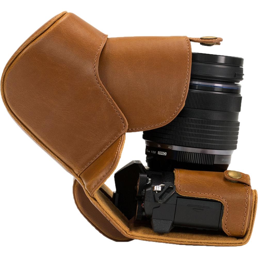 MegaGear Ever Ready PU Leather Case and Strap for Olympus OM-D E-M5 Mark II with 12-40mm Lens