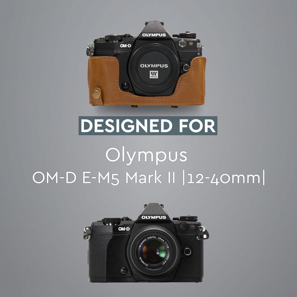 MegaGear Ever Ready PU Leather Case and Strap for Olympus OM-D E-M5 Mark II with 12-40mm Lens