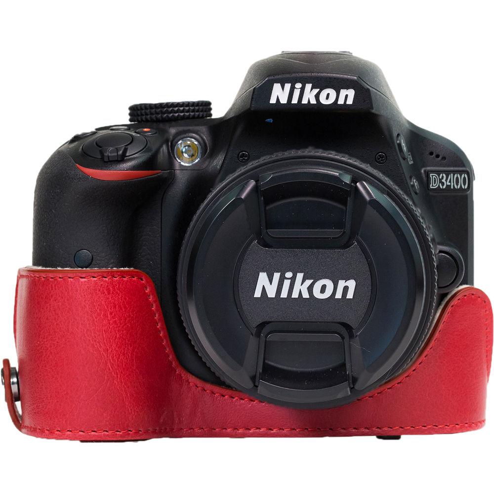 MegaGear Ever Ready PU Leather Case and Strap for Nikon D3400 with 18-55mm Lens