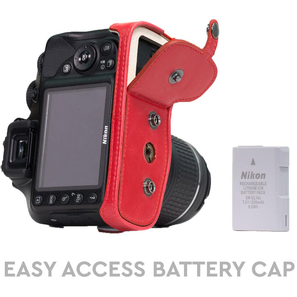 MegaGear Ever Ready PU Leather Case and Strap for Nikon D3400 with 18-55mm Lens