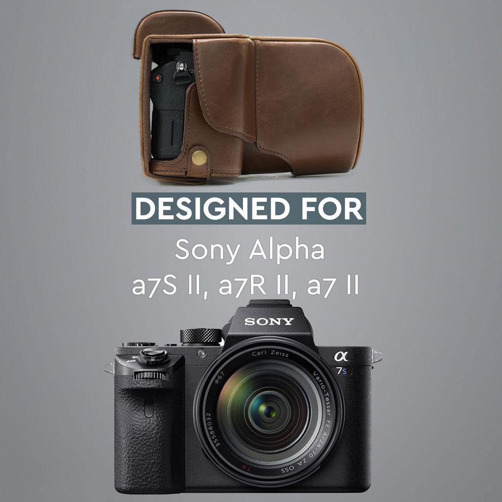MegaGear Ever Ready PU Leather Case & Strap for a7S II, a7R II, a7 II with 28-70mm