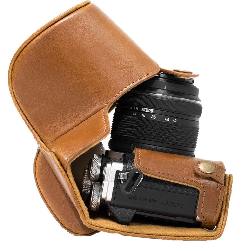 MegaGear Ever Ready PU Leather Case and Strap for Olympus OM-D E-M10 Mark II with 14-42mm Lens