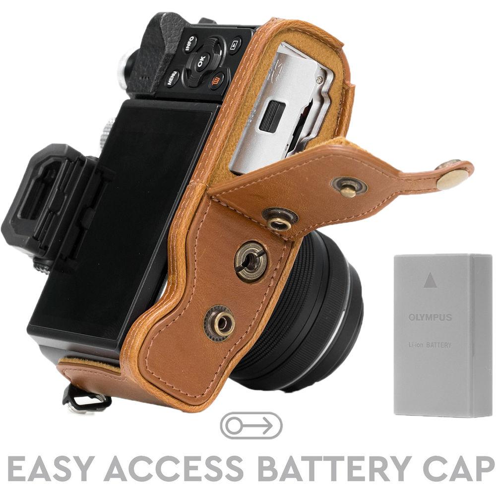 MegaGear Ever Ready PU Leather Case and Strap for Olympus OM-D E-M10 Mark II with 14-42mm Lens