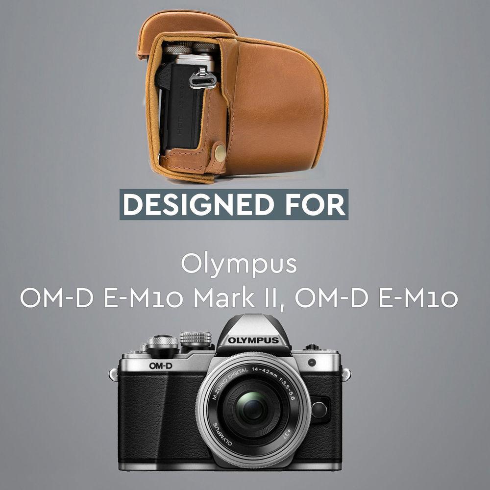 MegaGear Ever Ready PU Leather Case and Strap for Olympus OM-D E-M10 Mark II with 14-42mm Lens