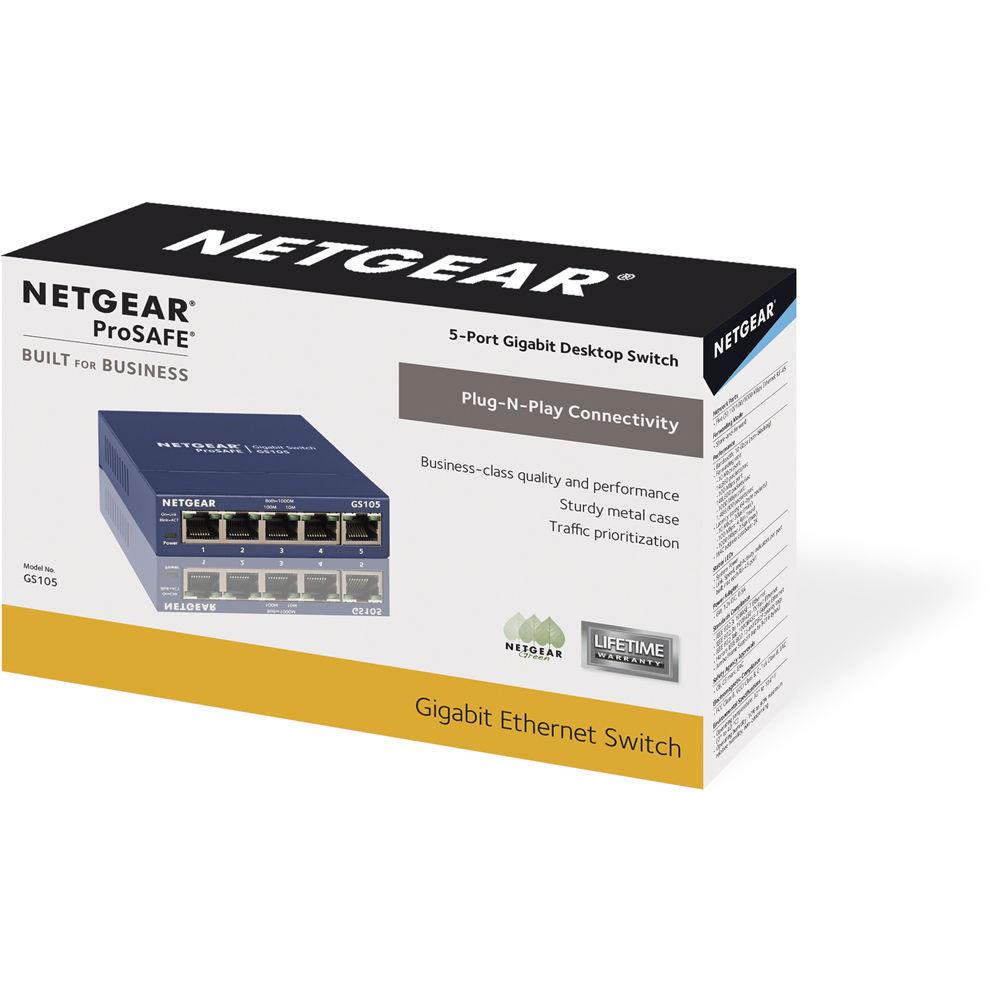 Netgear ProSafe 5-Port Gigabit Desktop Switch, Netgear, ProSafe, 5-Port, Gigabit, Desktop, Switch