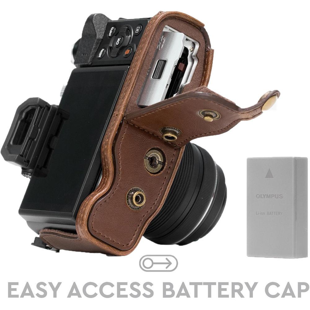 MegaGear Ever Ready PU Leather Case and Strap for Olympus OM-D E-M10 Mark II with 14-42mm Lens