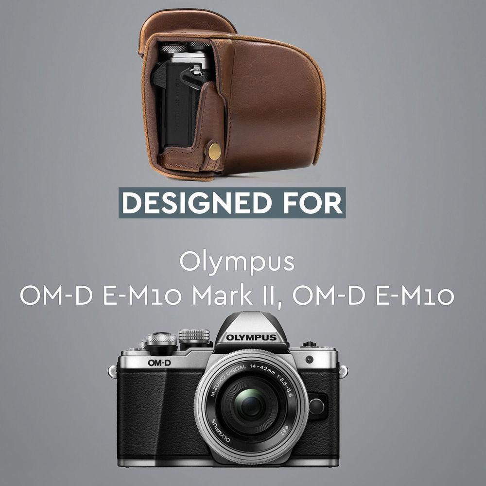 MegaGear Ever Ready PU Leather Case and Strap for Olympus OM-D E-M10 Mark II with 14-42mm Lens