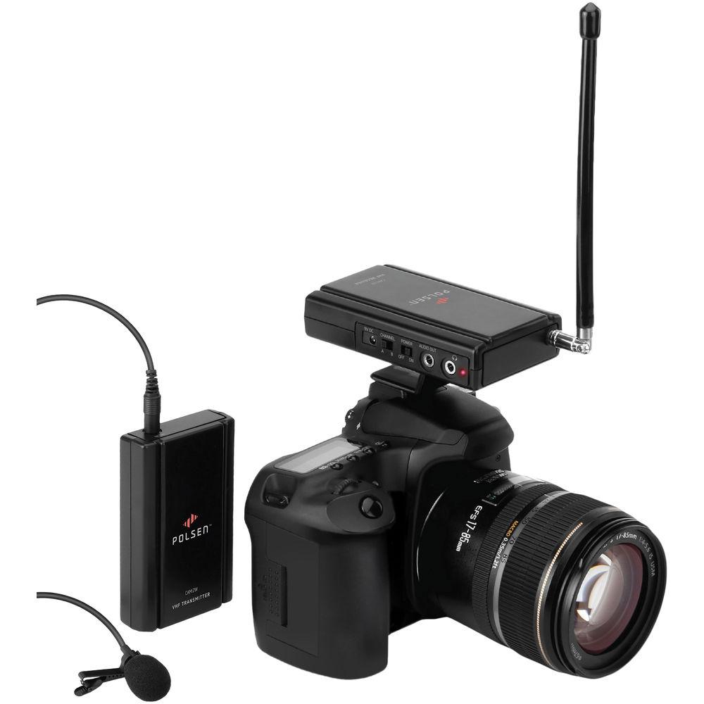Polsen CAM-2WC - Camera-Mountable VHF Wireless System with Cardioid Lavalier Mic, Polsen, CAM-2WC, Camera-Mountable, VHF, Wireless, System, with, Cardioid, Lavalier, Mic