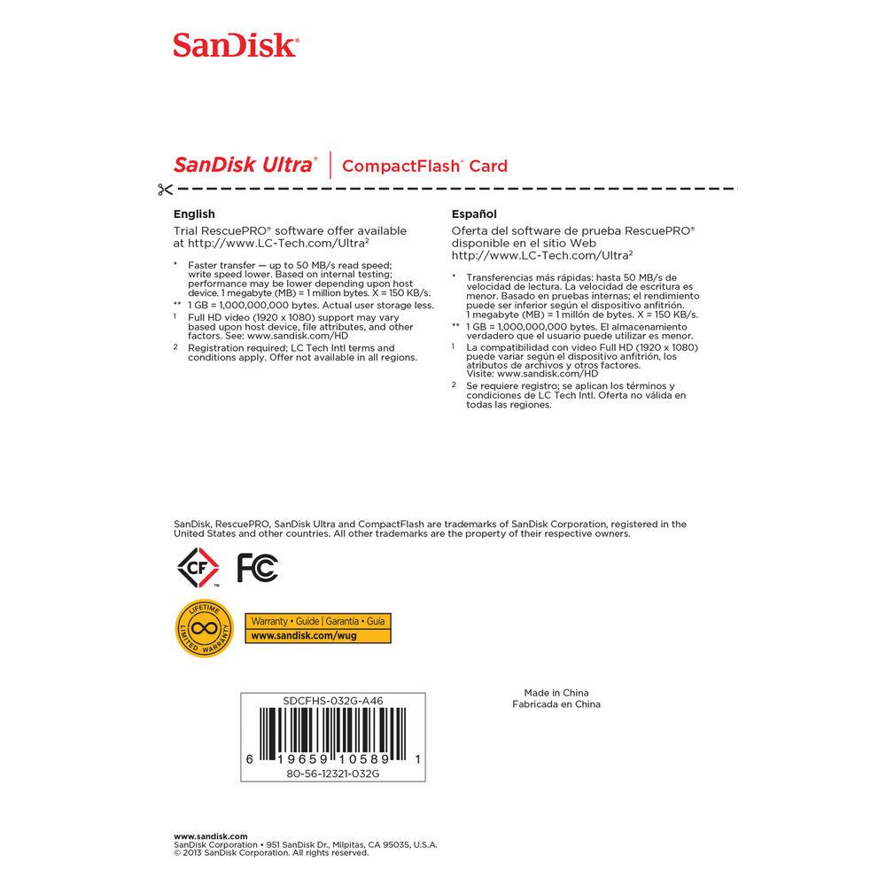 SanDisk 32GB Ultra CompactFlash Memory Card