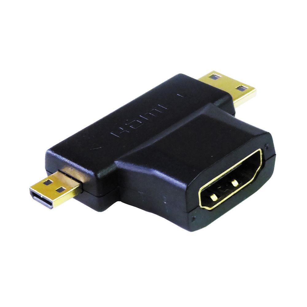 Tera Grand HDMI A Male to HDMI A Male Retractable Cable with Micro Mini HDMI Adapters