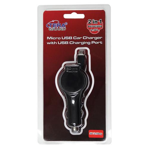 Tera Grand USB Car Charger with Micro USB Retractable Cable