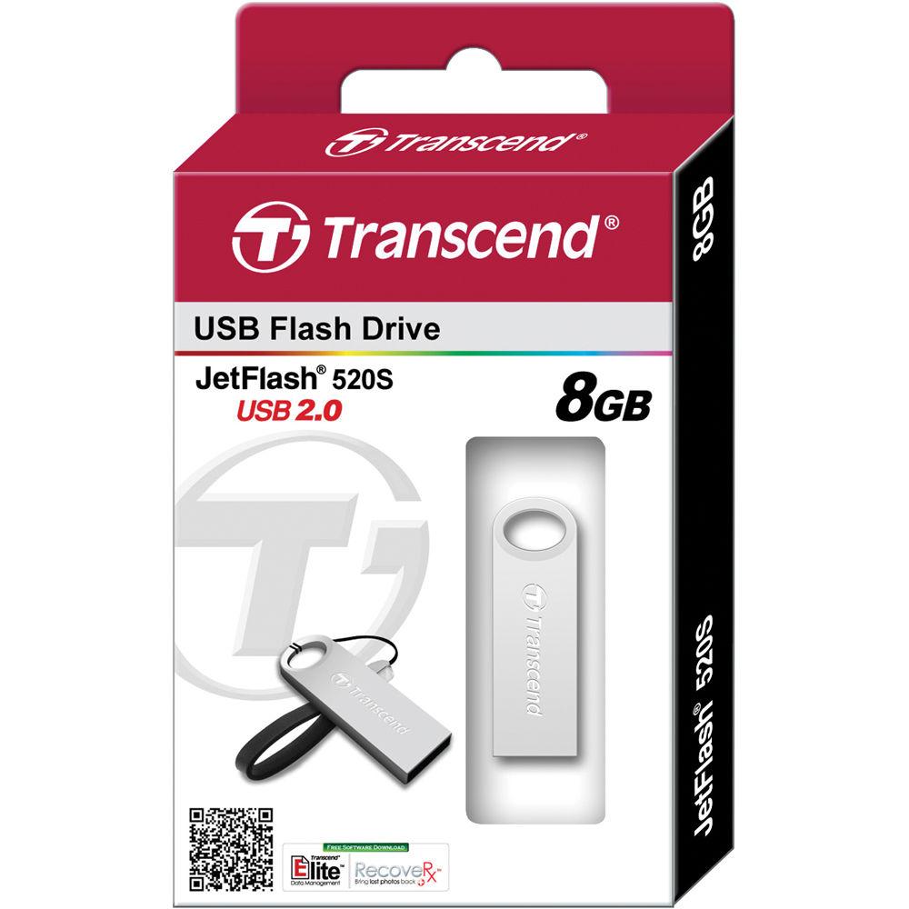 Transcend 8GB JetFlash 520 USB 2.0 Flash Drive, Transcend, 8GB, JetFlash, 520, USB, 2.0, Flash, Drive