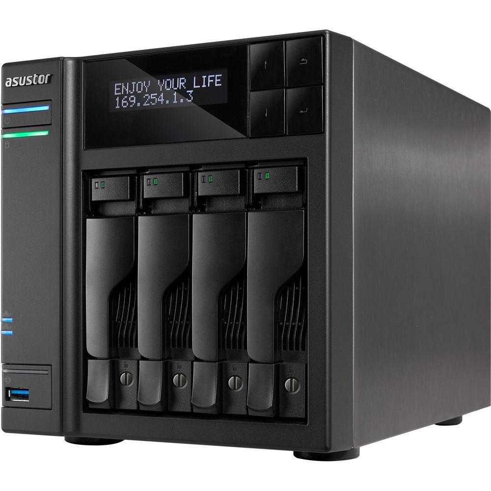 Asustor 4-Bay NAS Server with Intel Celeron Braswell Quad-Core Processor & 4GB Dual-Channel Memory