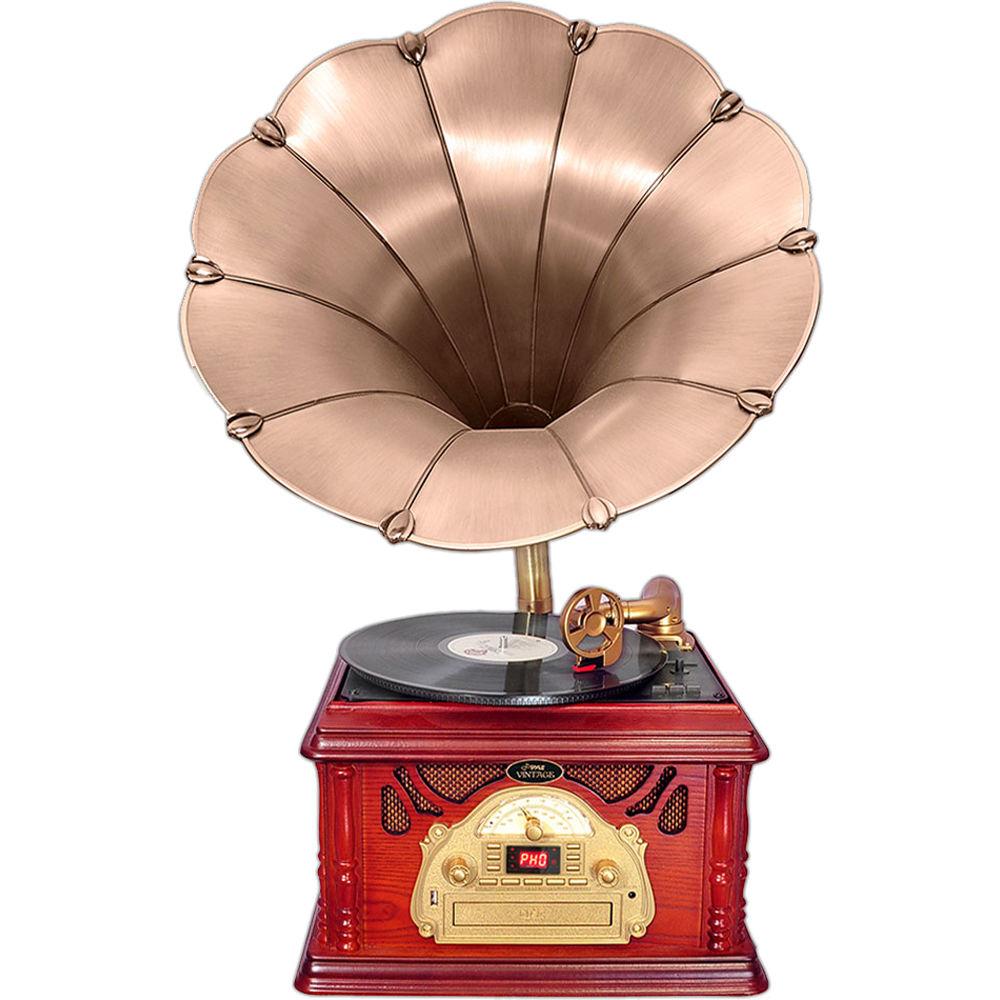 Pyle Pro Vintage Turntable with Horn and USB MP3 Recording