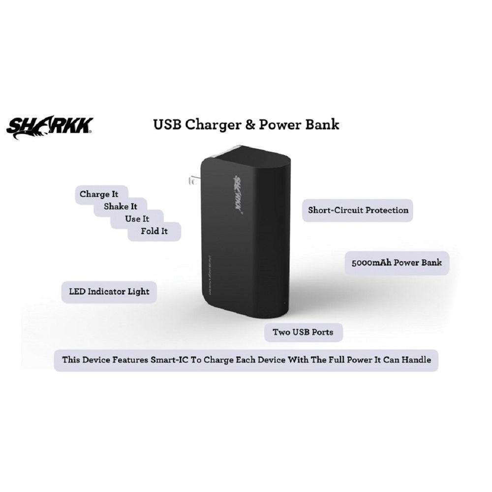 SHARKK 5000mAh Dual USB Port Charger and Power Bank, SHARKK, 5000mAh, Dual, USB, Port, Charger, Power, Bank