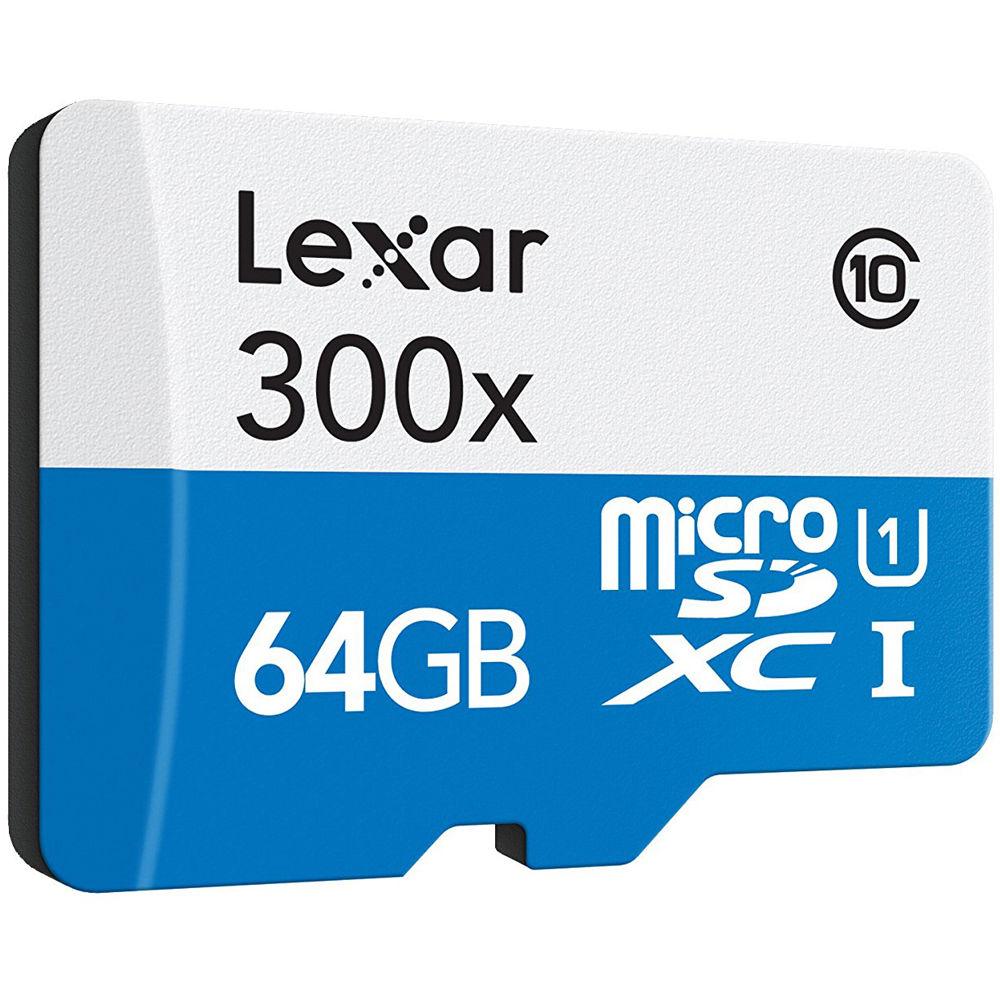 Lexar 64GB High Performance UHS-I microSDXC Memory Card with SD Card Adapter
