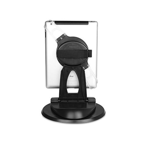 Macally SPINGRIP 2-in-1 Swivel Desk Stand and Hand Strap Tablet Holder