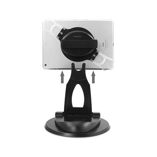 Macally SPINGRIP 2-in-1 Swivel Desk Stand and Hand Strap Tablet Holder