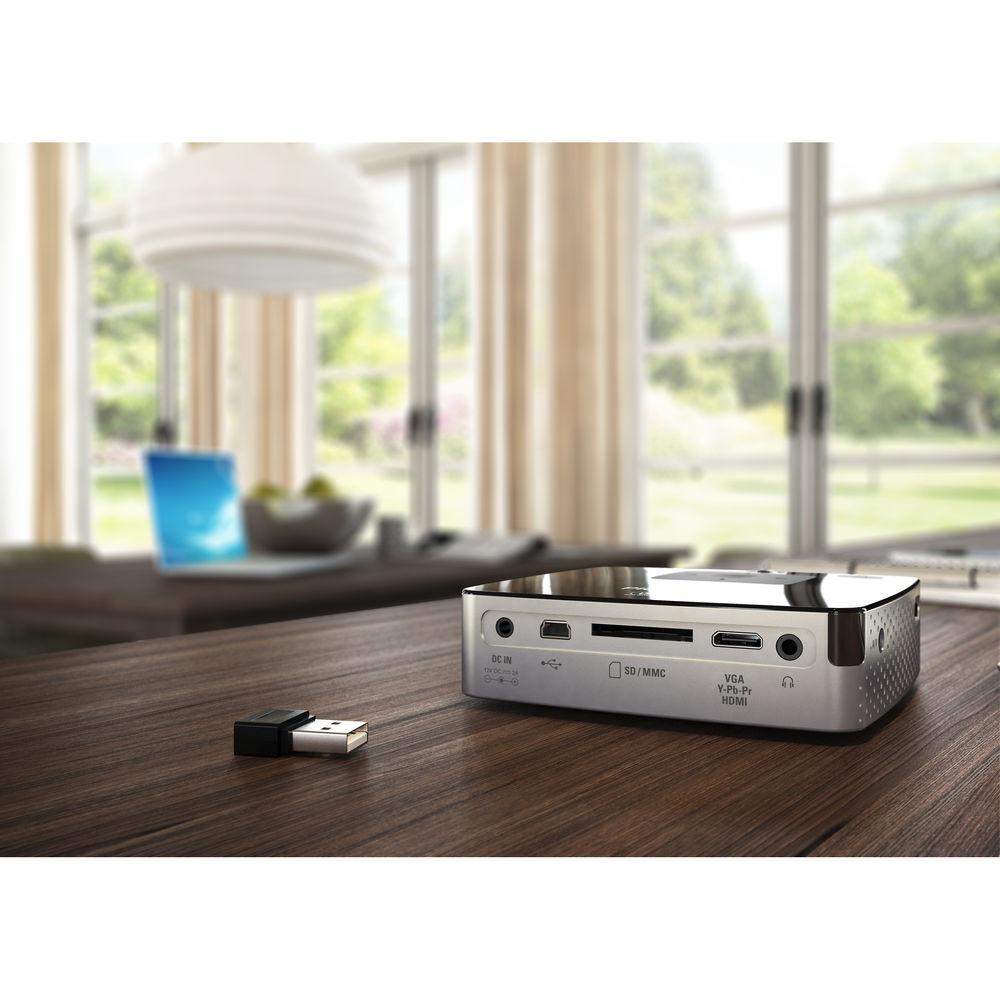 Philips PicoPix PPX3417 170-Lumen FWVGA DLP Pico Projector with Wi-Fi Adapter