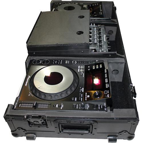 ProX DJ Coffin for 4-Channel DJ Mixer and 2x CD Players with Laptop Shelf and Wheels
