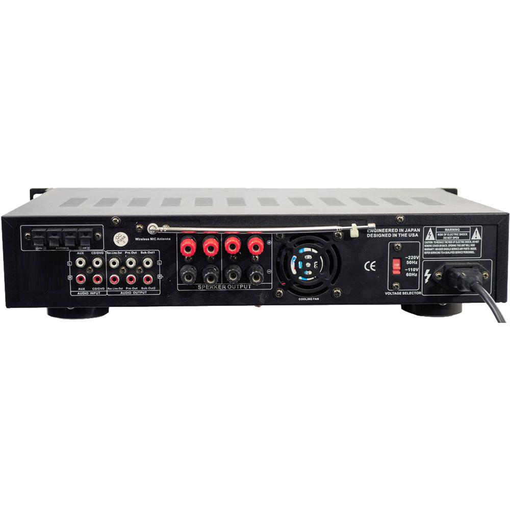 Pyle Pro PWMA2003T Hybrid Stereo Receiver Amplifier with AM FM Tuner & 2 Wireless Microphones