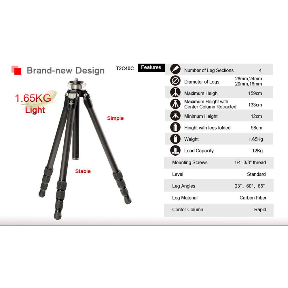 Sunwayfoto T2C40C Carbon Fiber Tripod