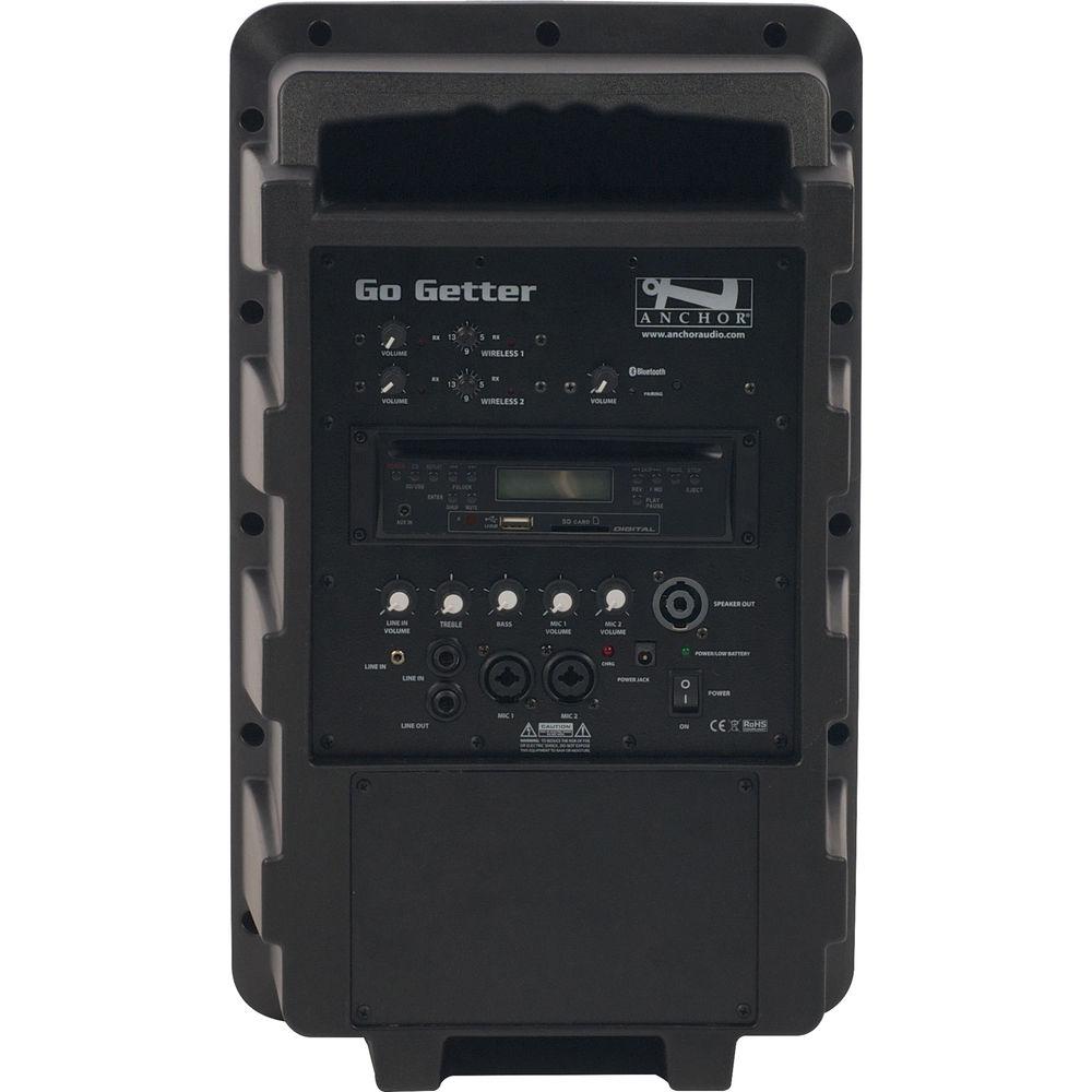 Anchor Audio GG-8000CU2 Go Getter Portable Sound System with Bluetooth, CD MP3 Combo Player, and 2 Wireless Receivers, Anchor, Audio, GG-8000CU2, Go, Getter, Portable, Sound, System, with, Bluetooth, CD, MP3, Combo, Player, 2, Wireless, Receivers