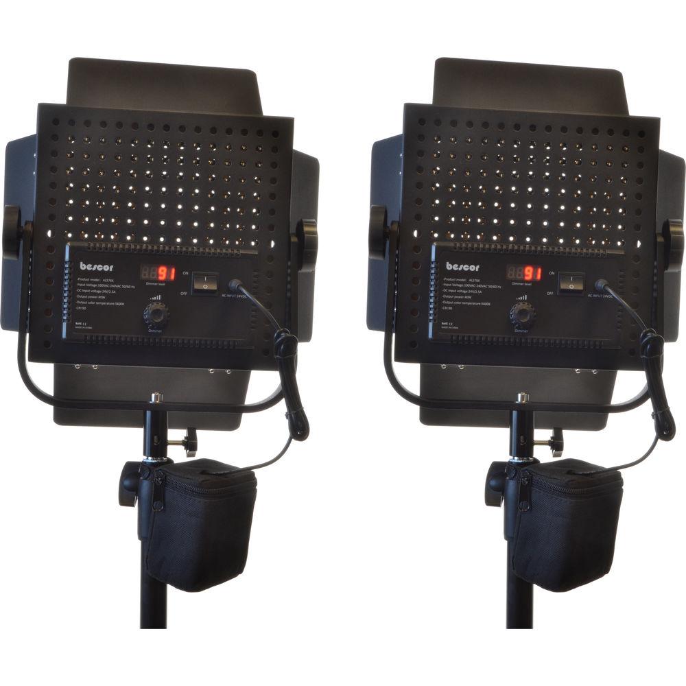 Bescor AL-576KB LED Studio 2-Light Battery Kit