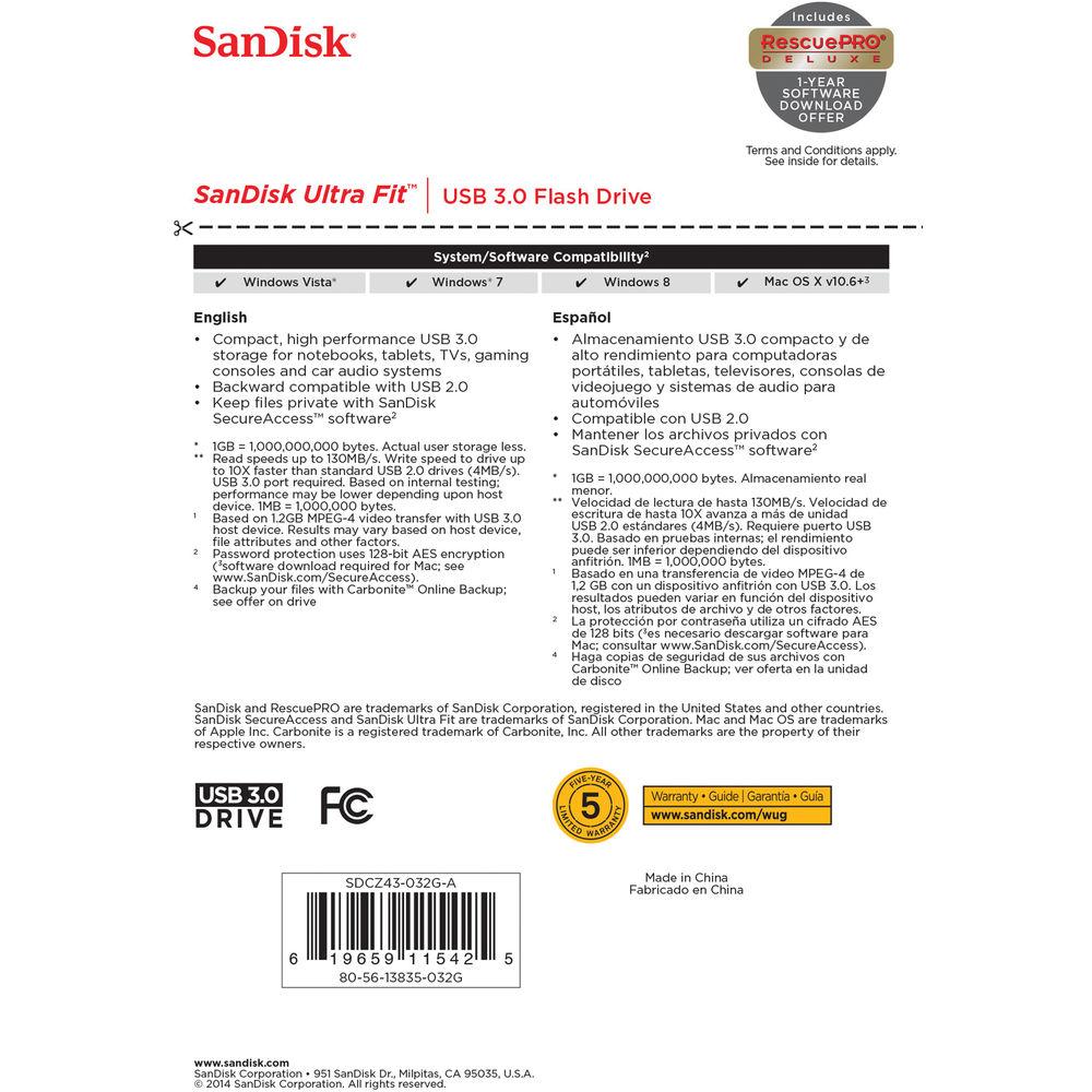 SanDisk 32GB CZ43 Ultra Fit USB 3.0, SanDisk, 32GB, CZ43, Ultra, Fit, USB, 3.0