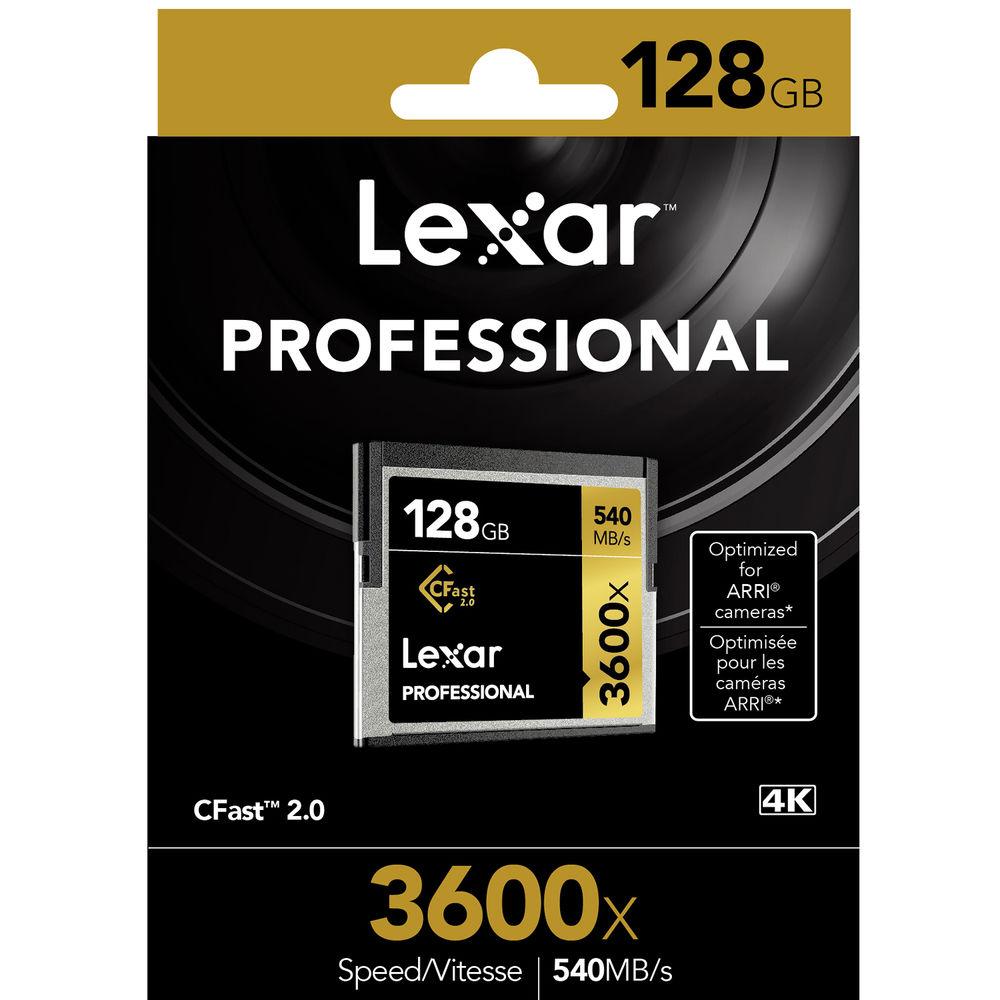 Lexar 128GB Professional 3600x CFast 2.0 Memory Card, Lexar, 128GB, Professional, 3600x, CFast, 2.0, Memory, Card
