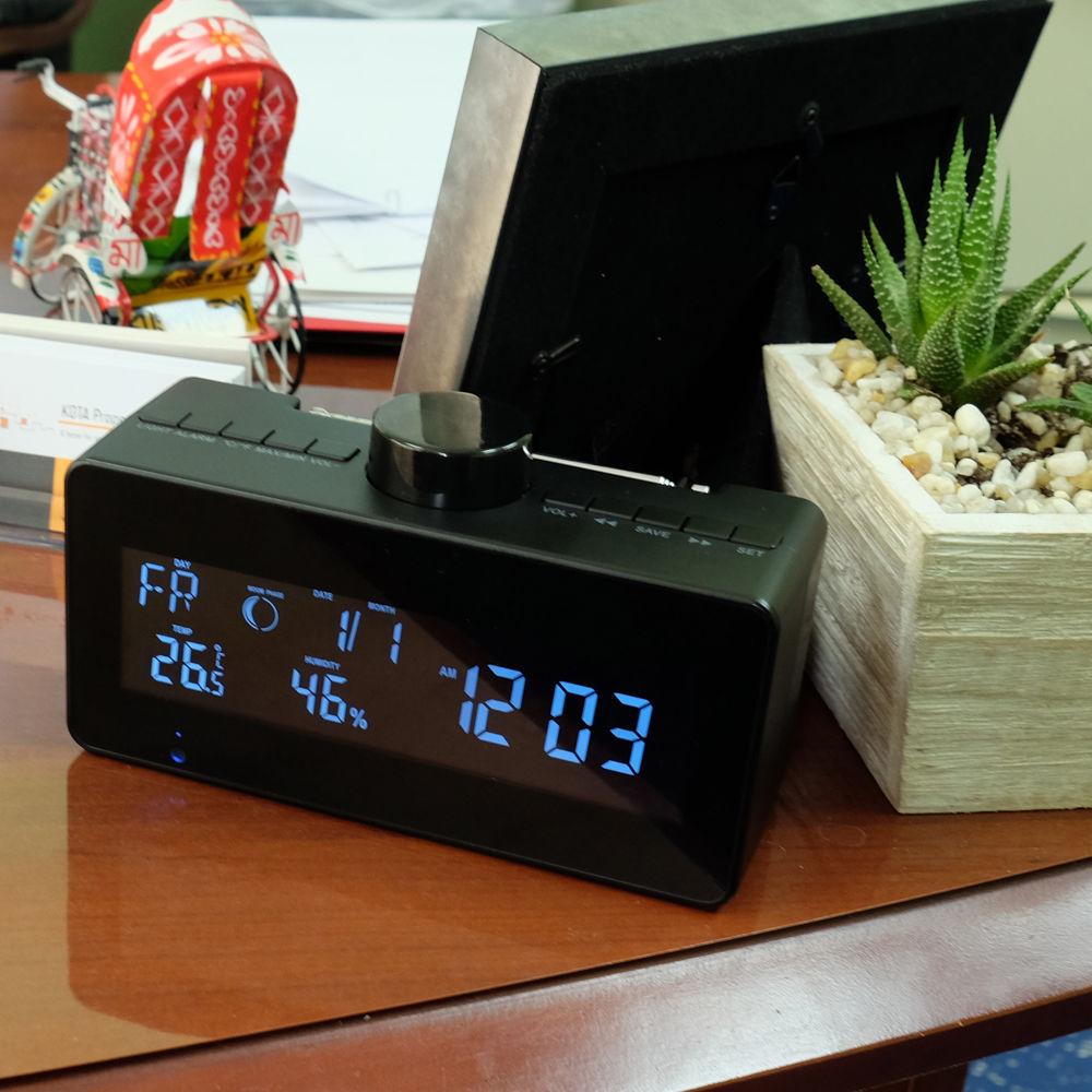 Mini Gadgets Digital Weather Clock Radio with Covert 1080p Wi-Fi Camera