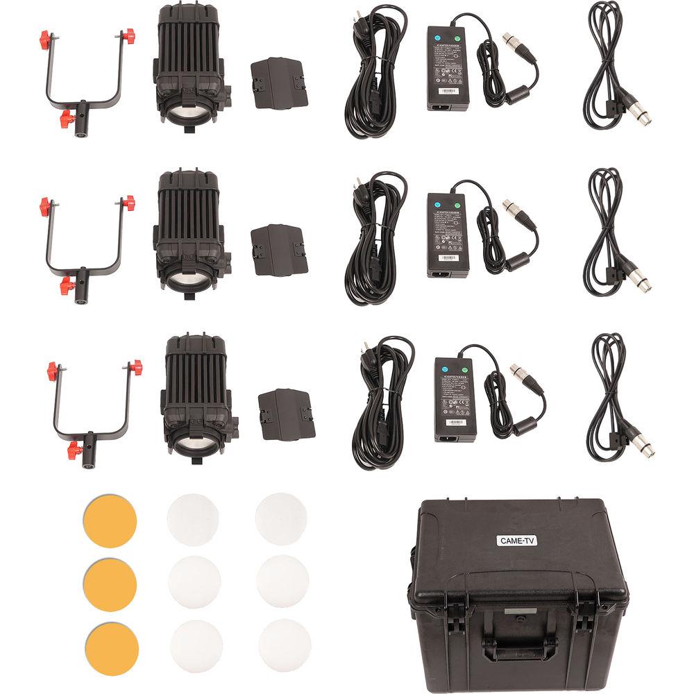 CAME-TV Boltzen 100W Fresnel Focusable LED Daylight 3-Light Kit