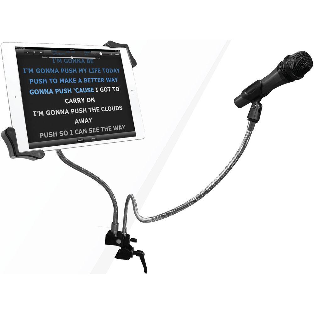 CTA Digital Microphone Clip and Tablet Holder Gooseneck Clamp Stand for 7-13" Tablets