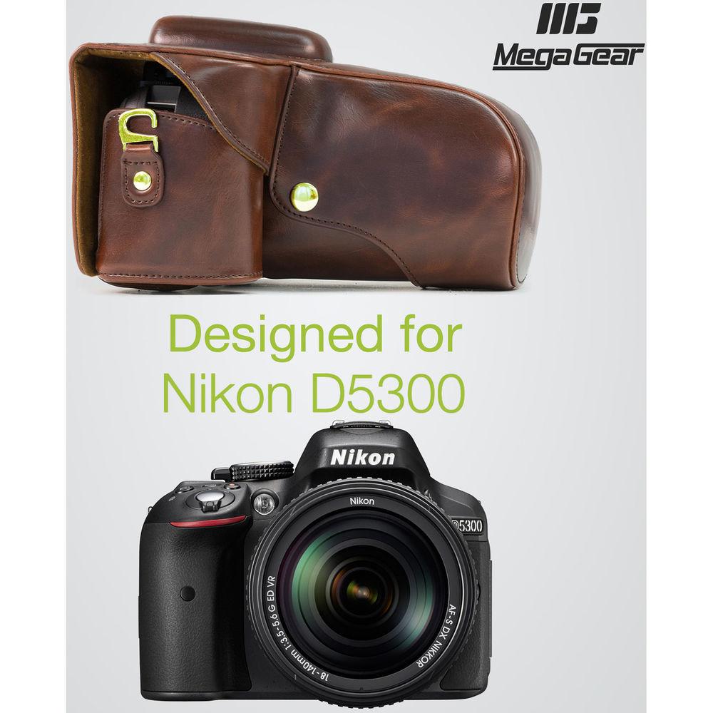 MegaGear Ever Ready PU Leather Case for Nikon D5300 with 18-55, 18-135, or 18-200mm VR Lens