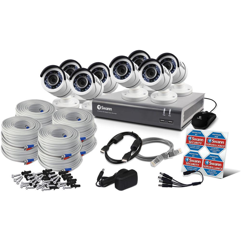 Swann DVR-4595 8-Channel 3MP DVR with 1TB HDD and 8 1080p Outdoor Bullet Cameras