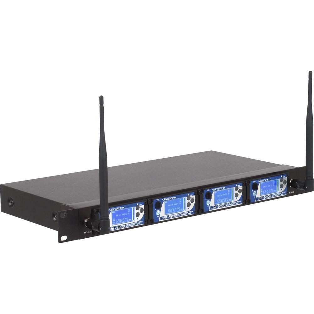 VocoPro UHF-5900-9 4-Channel UHF PLL Wireless Mic System with Frequency Scan