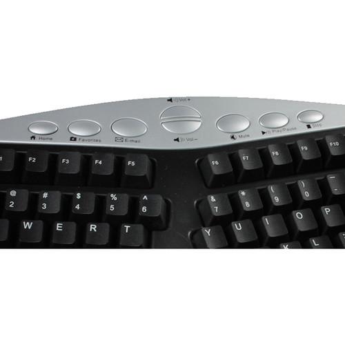 Adesso PCK-208B Tru-Form Media Contoured Ergonomic Keyboard with Hot Keys