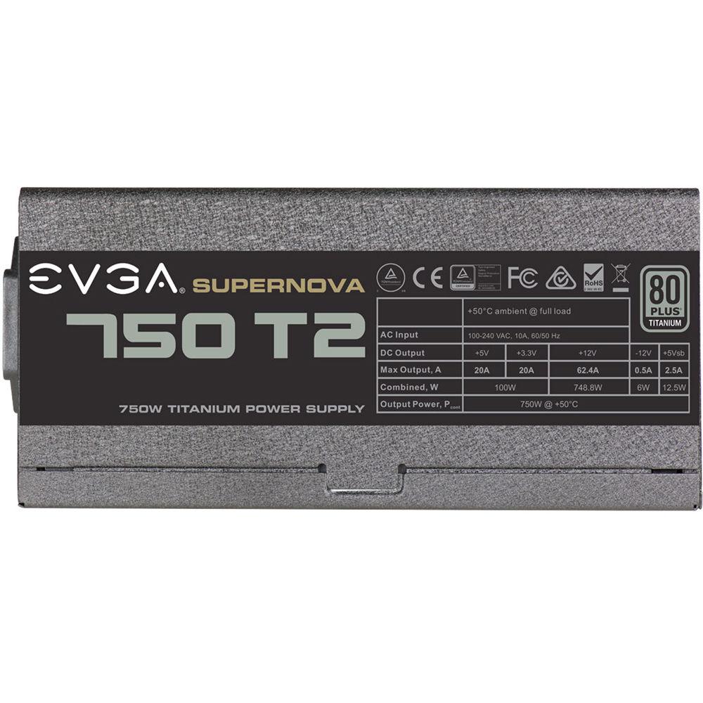 EVGA SuperNOVA 750 T2 750W 80 Plus Titanium Modular Power Supply