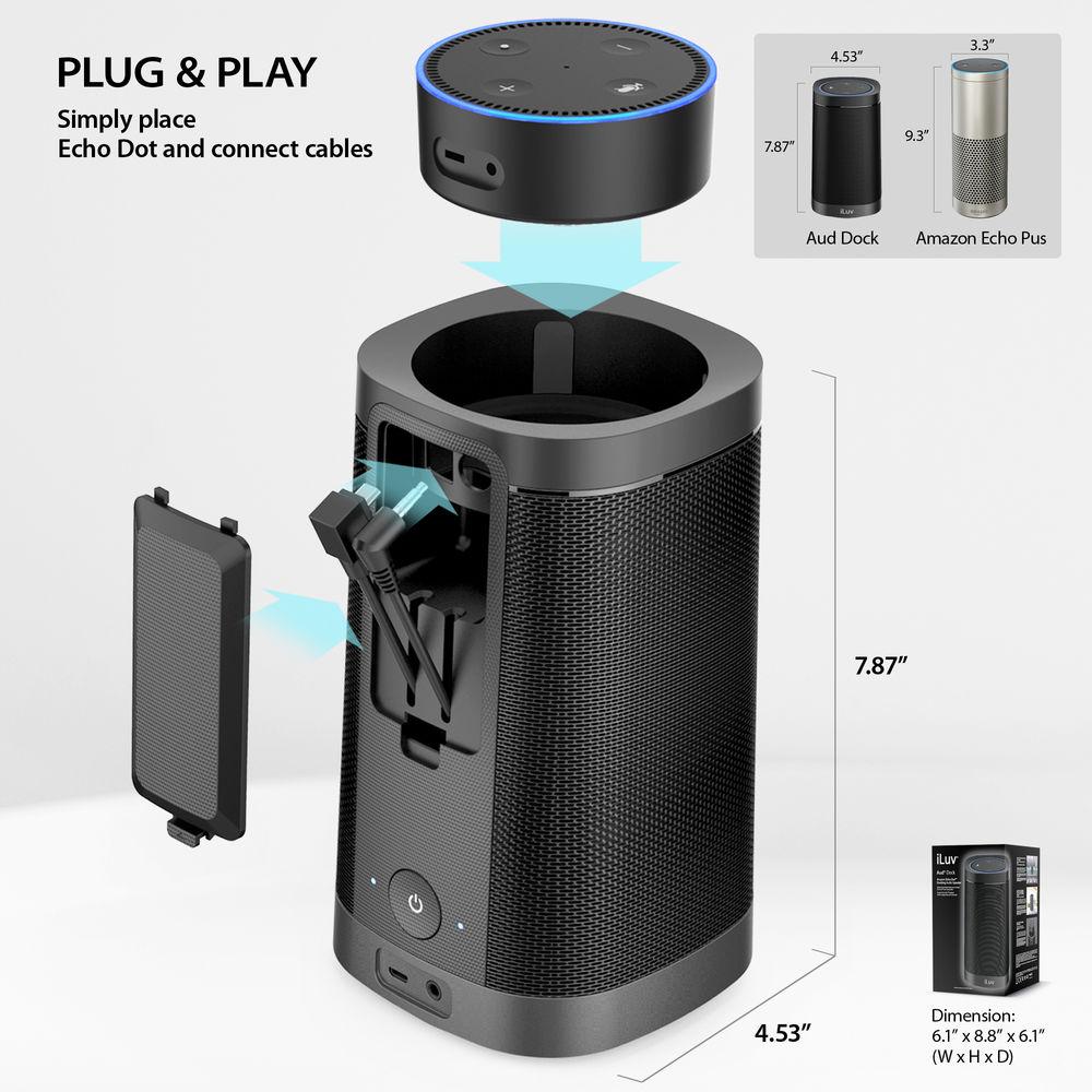 iLuv Aud Dock Portable Speaker for the 2nd Generation Amazon Echo Dot