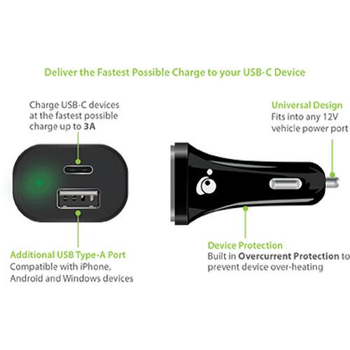IOGEAR GearPower USB-C Car Charger and USB-C Cable